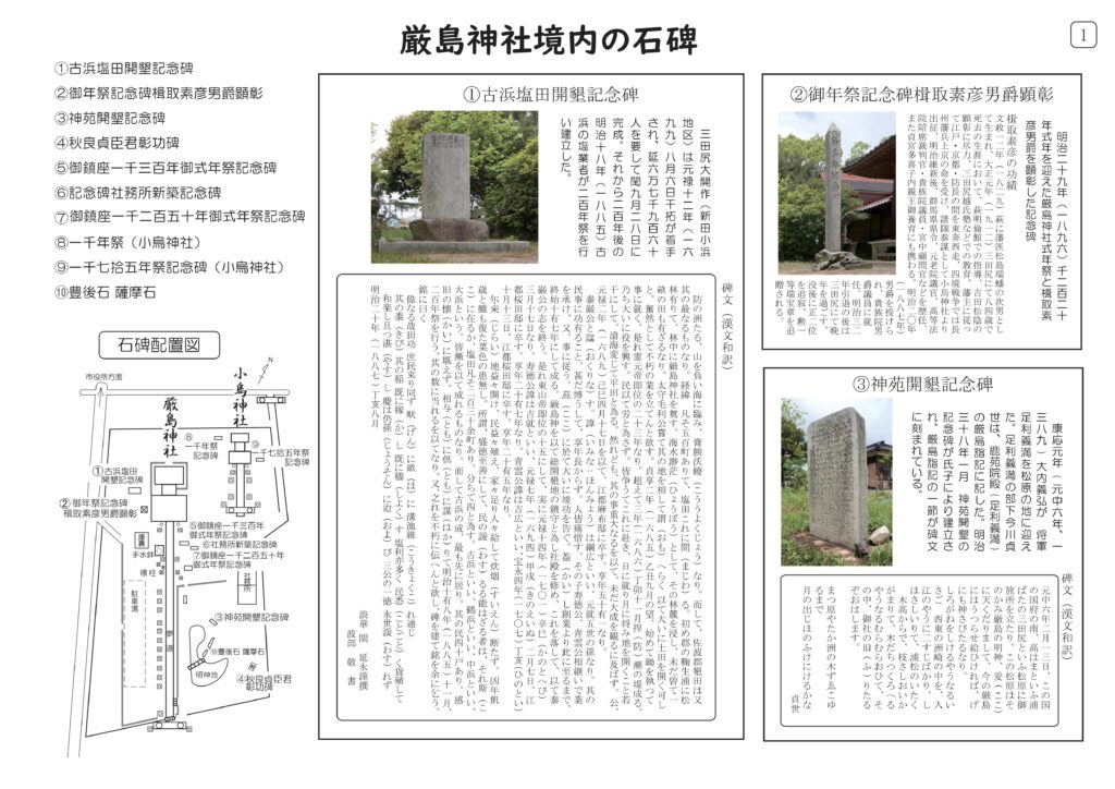 鞠生厳島神社境内の石碑ついて（1）